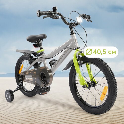 50043, Велосипед детский Happy Baby QUANTUM, велосипед для девочки и мальчика, 2 колеса + 2 поддерживающих колеса, для детей от 3 до 10 лет, серый