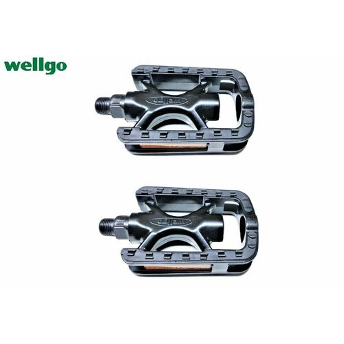 Педали WELLGO, платформенные (комплект 2 шт.), алюминиевые, ось 9/16', 107x73 мм, с эластомерными накладками