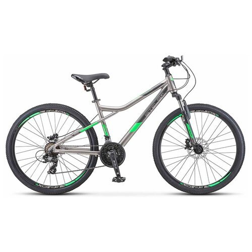 Велосипед горный с колесами 26' Stels Navigator 610 D V020 серый/зеленый рама 14', 21 скорость