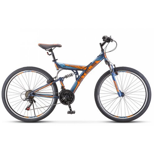 Горный (MTB) велосипед STELS Focus V 26 18-sp V030 (2019) рама 18' Тёмно-синий/оранжевый