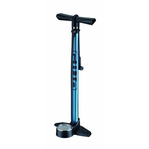 Насос для велосипеда Giyo GF-2430BLUE напольный алюминиевый со смарт-вентилем ECV, 12 атм/180psi, 3'-манометр, голубой анодированный, AV/FV