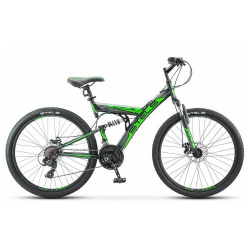 Городской велосипед STELS Focus MD 26 21-sp V010 (2018) черный/зеленый 18' (требует финальной сборки)