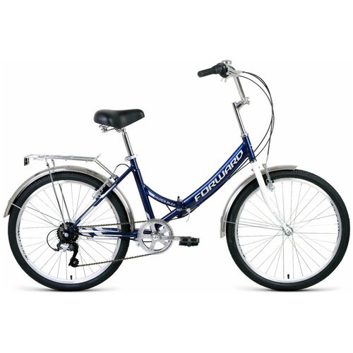 Велосипед FORWARD VALENCIA 24 2.0, колесо 24'', рост 16'', сезон 2020-2021, темно-синий/серый
